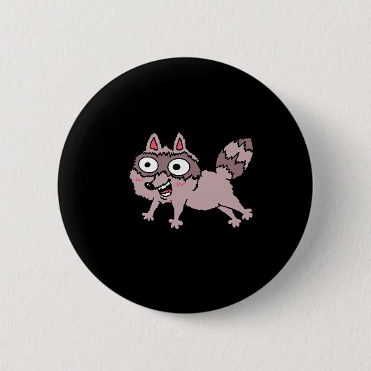 Springende Wasbeer Knop Ronde Button 5,7 Cm (Voorkant)