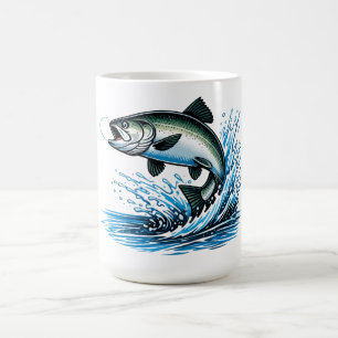 Springende Zalm Spat Geschenk voor Visser Kunst Koffiemok