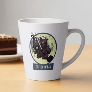 Springende Zwarte Kat Ninja Alternatieve Dieren Ku Latte Mok
