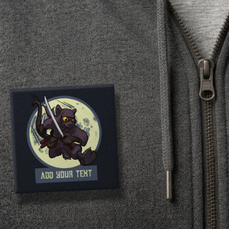 Springende Zwarte Kat Ninja Alternatieve Dieren Ku Vierkante Button 5,1 Cm