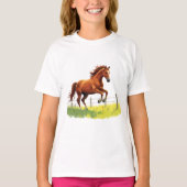 Springender Gaul am Weidezaun - Pferde Design T-shirt (Voorkant)