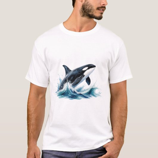 Springender Orca Im Wellenspritzer T-shirt (Voorkant)