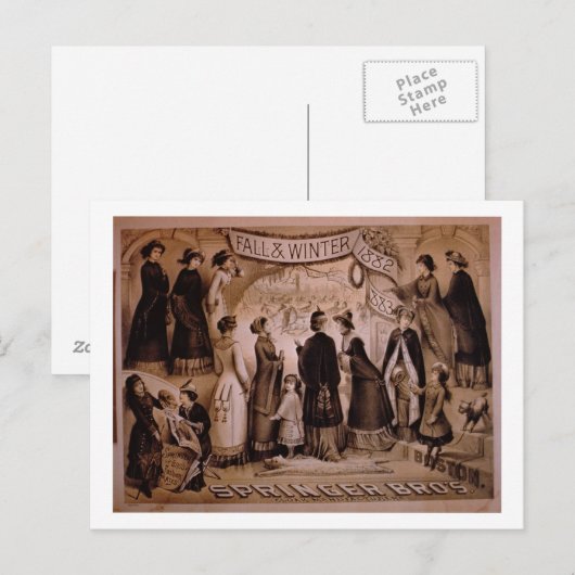 "Springer Brothers, Boston, Herfst en Winter Colle Briefkaart (Voorkant / Achterkant)