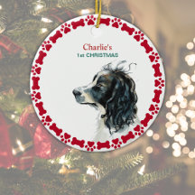 Springer Spaniel 1e Kerstmis Gepersonaliseerd
