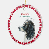 Springer Spaniel 1e Kerstmis Gepersonaliseerd Keramisch Ornament (Links)