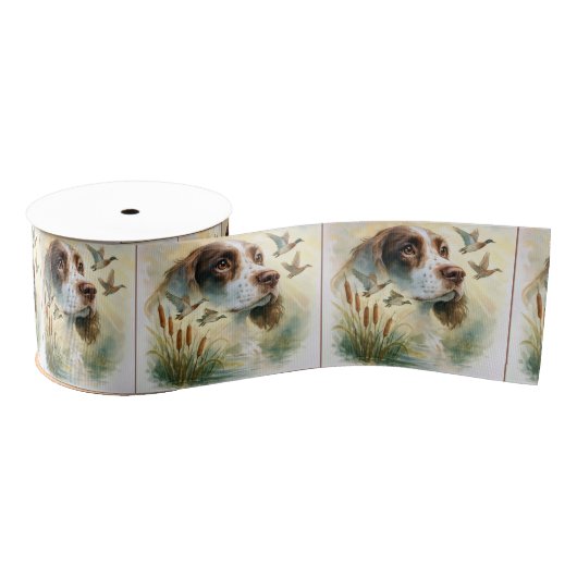Springer Spaniel and Mallard Duck Double Exposure Grosgrain Lint (Spoel)