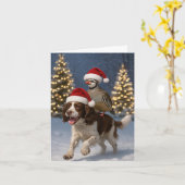 Springer Spaniel and Partridge Christmas card Kaart (Gele Bloem)