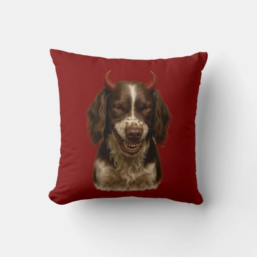Springer Spaniel Angel / Devil stoute hondenkussen Kussen (Voorkant)