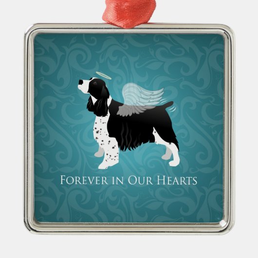 Springer Spaniel Angel Dog Pet Memorial Design Metalen Ornament (Voorkant)