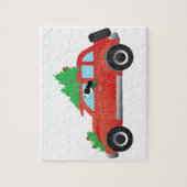 Springer Spaniel-auto met kerstboom Legpuzzel (Verticaal)
