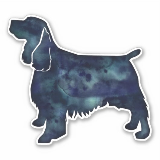 Springer Spaniel Black Waterverf Silhouette Sticker (Voorkant)