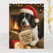 Springer spaniel  'Cheese Tax' Christmas card Kaart (Gele Bloem)
