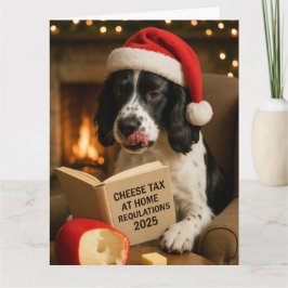 Springer spaniel 'Cheese Tax' Christmas card Kaart