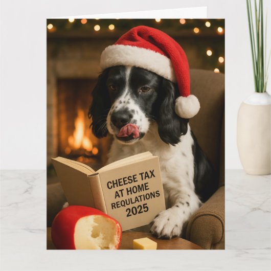 Springer spaniel  'Cheese Tax' Christmas card Kaart (Voorkant)
