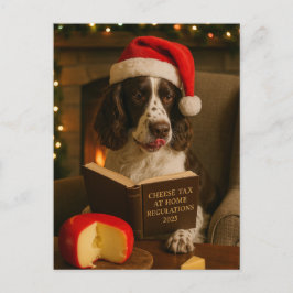 Springer Spaniel 'Cheese Tax' Christmas postcard Briefkaart