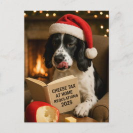 Springer spaniel 'Cheese Tax' Christmas postcard Briefkaart