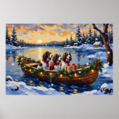 Springer Spaniel Christmas Boat Holiday Poster (Voorkant)