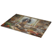 Springer Spaniel Cooking in Kitchen Snijplank (Hoek)