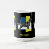 Springer Spaniel Cute Pet Dog Silhouette Y&B Grid Koffiemok (Center)