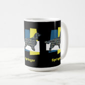 Springer Spaniel Cute Pet Dog Silhouette Y&B Grid Koffiemok (Voorkant rechts)