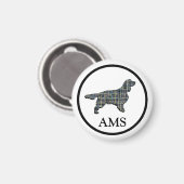 Springer Spaniel Cute Pet Dog Silhouette Y&B Grid Magneet (Voorkant / Achterkant)