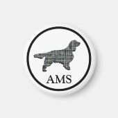 Springer Spaniel Cute Pet Dog Silhouette Y&B Grid Magneet (Voorkant)