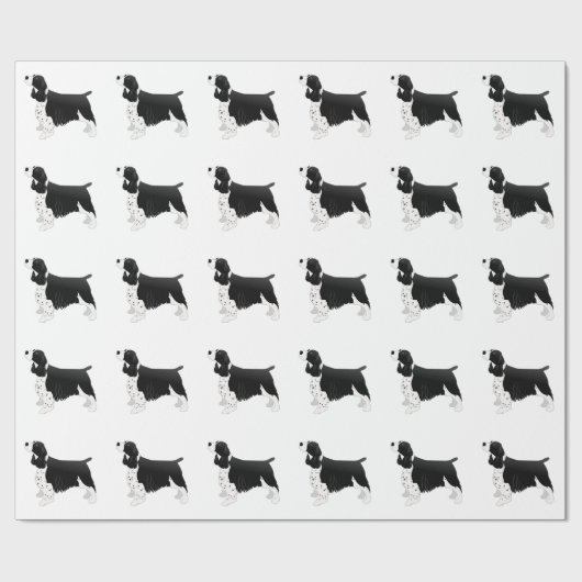 Springer Spaniel Dog Basic Breed Silhouette Black Cadeaupapier (Vlak)