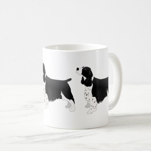 Springer Spaniel Dog Basic Breed Silhouette Black Koffiemok (Voorkant rechts)