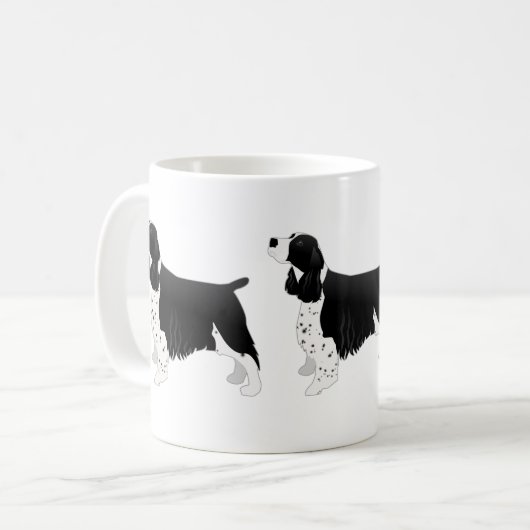Springer Spaniel Dog Basic Breed Silhouette Black Koffiemok (Voorkant links)