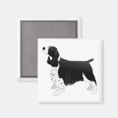 Springer Spaniel Dog Basic Breed Silhouette Black Magneet (Voorkant / Achterkant)