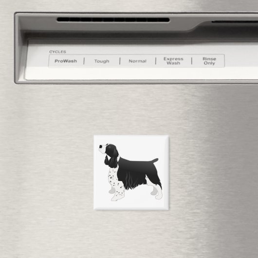 Springer Spaniel Dog Basic Breed Silhouette Black Magneet (Insitu (Vaatwasser))
