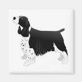 Springer Spaniel Dog Basic Breed Silhouette Black Magneet (Voorkant)