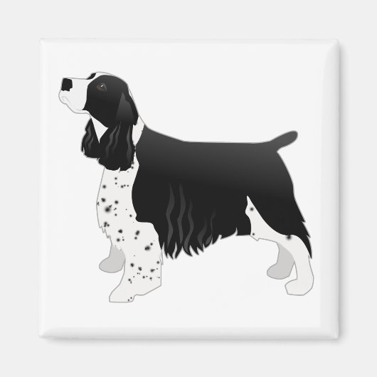 Springer Spaniel Dog Basic Breed Silhouette Black Magneet (Voorkant)