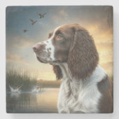 Springer Spaniel Dog beroemd gemaakt door A Duck P Stenen Onderzetter (Voorkant)