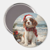 Springer Spaniel Dog Christmas  Beach Magneet (Voorkant / Achterkant)