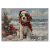Springer Spaniel Dog Christmas Beach Snijplank (Voorkant)