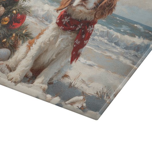 Springer Spaniel Dog Christmas  Beach Snijplank (Hoek)