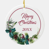 Springer Spaniel Dog Evergreen Wreath Keramisch Ornament (Achterkant)