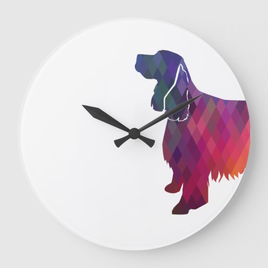 Springer Spaniel Dog Geometric Silhouette Paars Grote Klok (Voorkant)