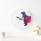 Springer Spaniel Dog Geometric Silhouette Paars Grote Klok (Huis)