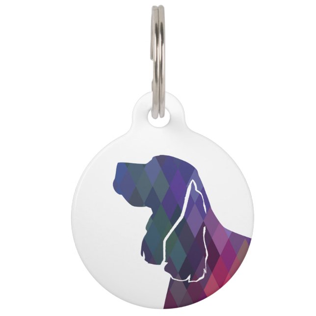 Springer Spaniel Dog Geometric Silhouette Paars Huisdierpenning (Voorkant)