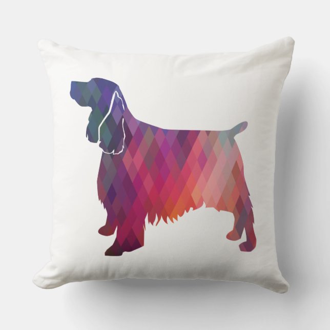 Springer Spaniel Dog Geometric Silhouette Paars Kussen (Voorkant)