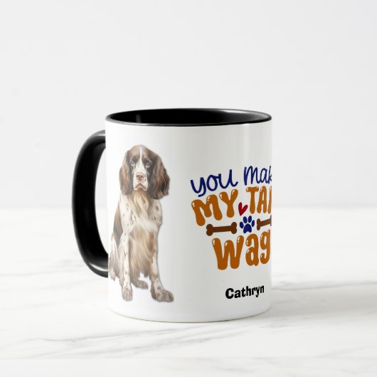 Springer Spaniel Dog Je maakt mijn staart wag Mok (Voorkant links)