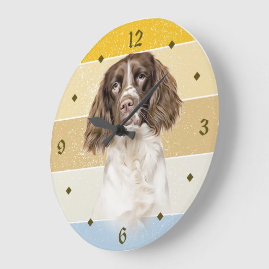 Springer Spaniel Dog Retro Sunset Grote Klok (Hoek)