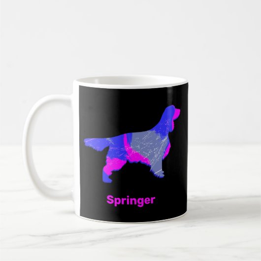 Springer Spaniel Dog Silhouette Hot Pink Black Koffiemok (Links)