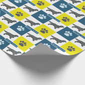 Springer Spaniel Dog Silhouette & Paw Y&B Grid Cadeaupapier (Hoek)