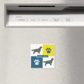 Springer Spaniel Dog Silhouette & Paw Y&B Grid Magneet (Insitu (Vaatwasser))