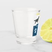 Springer Spaniel Dog Silhouette & Paw Y&B Grid Shot Glas (Links)