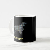 Springer Spaniel Dog Silhouette Yellow &Black Grid Koffiemok (Voorkant links)