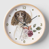 Springer Spaniel Dog Winter Bouquet Clock (Voorkant)